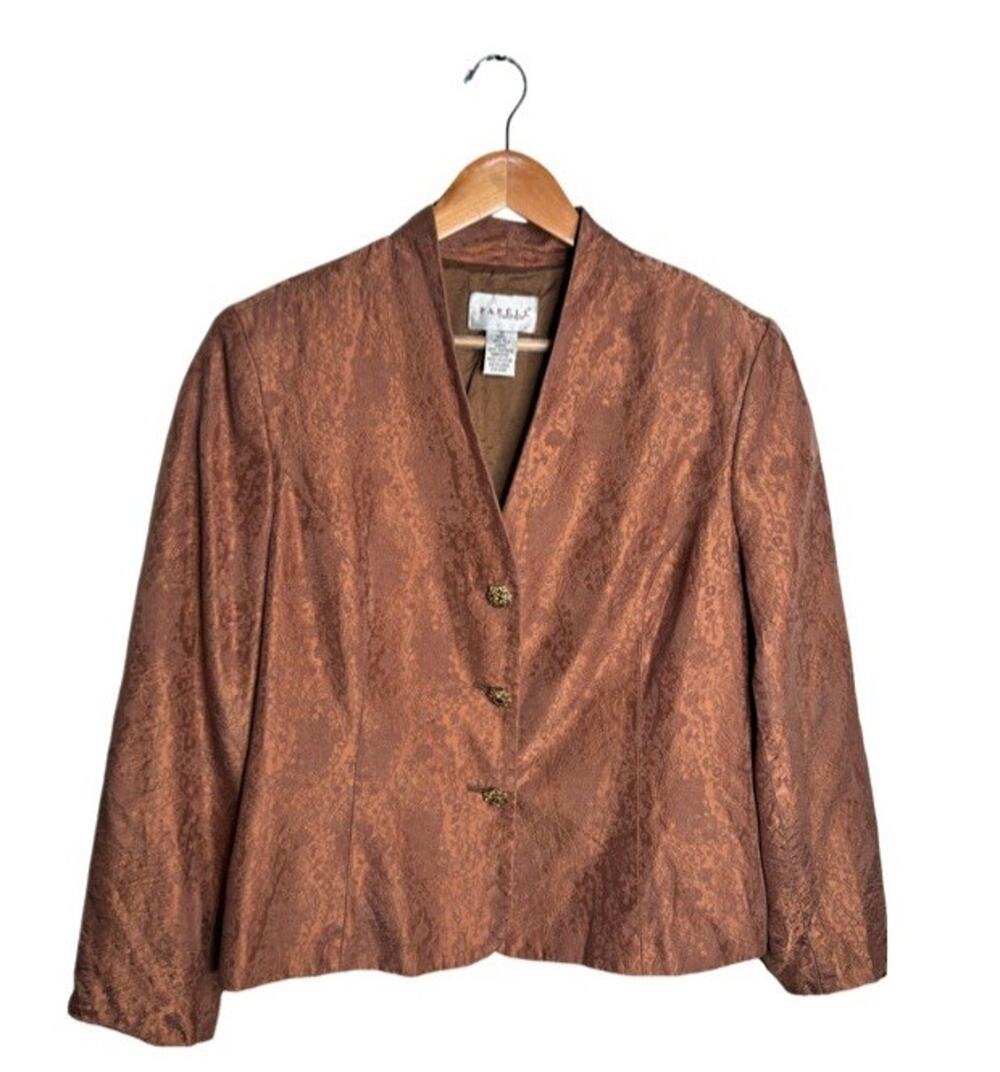 Vintage Papell Boutique Jacket Mauve Evening Size 16 Silk Elegant Rhinestones